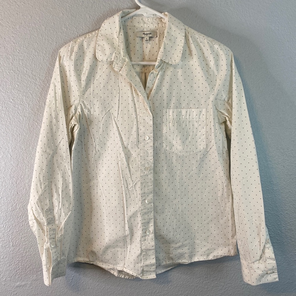 MADEWELL Black Polka Dots Button Front SHIRT